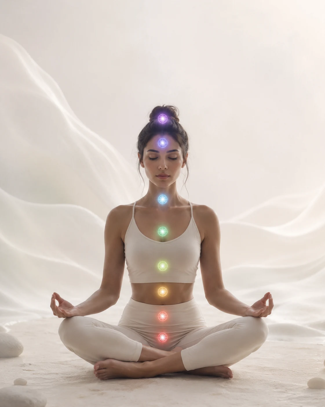 Ilustração dos chakras e energia no corpo